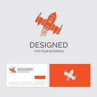 Business logo template for spacecraft. spaceship. ship. space. alien. Orange Visiting Cards with Brand logo template. vector