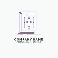 Code. edit. editor. language. program Purple Business Logo Template. Place for Tagline vector