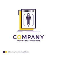 Company Name Logo Design For Code. edit. editor. language. program. Purple and yellow Brand Name Design with place for Tagline. Creative Logo template for Small and Large Business. vector