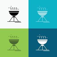 cocinar barbacoa. cámping. alimento. icono de parrilla sobre varios antecedentes. diseño de estilo de glifo. diseñado para web y aplicación. eps 10 ilustración vectorial vector