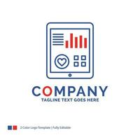 Company Name Logo Design For monitoring. health. heart. pulse. Patient Report. Blue and red Brand Name Design with place for Tagline. Abstract Creative Logo template for Small and Large Business. vector