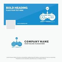 Blue Business Logo Template for Check. controller. game. gamepad. gaming. Facebook Timeline Banner Design. vector web banner background illustration