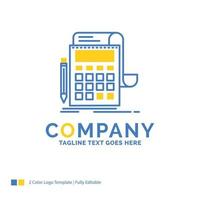 Accounting. audit. banking. calculation. calculator Blue Yellow Business Logo template. Creative Design Template Place for Tagline. vector