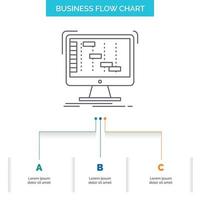 Ableton. application. daw. digital. sequencer Business Flow Chart Design with 3 Steps. Line Icon For Presentation Background Template Place for text vector