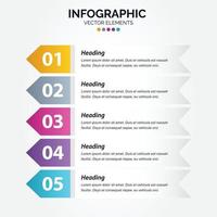 números de plantilla de infografía vertical de negocios 5 opciones o pasos vector