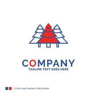 Company Name Logo Design For forest. camping. jungle. tree. pines. Blue and red Brand Name Design with place for Tagline. Abstract Creative Logo template for Small and Large Business. vector