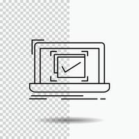 system. monitoring. checklist. Good. OK Line Icon on Transparent Background. Black Icon Vector Illustration