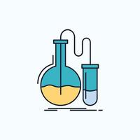 Analysis. chemistry. flask. research. test Flat Icon. green and Yellow sign and symbols for website and Mobile appliation. vector illustration