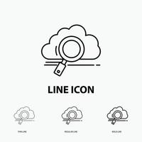 cloud. search. storage. technology. computing Icon in Thin. Regular and Bold Line Style. Vector illustration