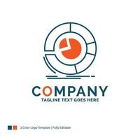 Analysis. analytics. business. diagram. pie chart Logo Design. Blue and Orange Brand Name Design. Place for Tagline. Business Logo template. vector