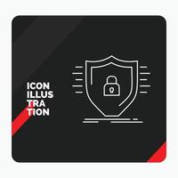 Red and Black Creative presentation Background for Defence. firewall. protection. safety. shield Line Icon vector