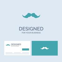 moustache. Hipster. movember. male. men Business Logo Glyph Icon Symbol for your business. Turquoise Business Cards with Brand logo template. vector