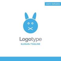 conejito conejo de pascua azul plantilla de logotipo sólido lugar para el eslogan vector