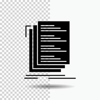 código. codificación. compilar. archivos icono de glifo de lista sobre fondo transparente. icono negro vector