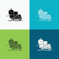 delivery. time. shipping. transport. truck Icon Over Various Background. glyph style design. designed for web and app. Eps 10 vector illustration