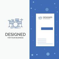 Business Logo for drum. drums. instrument. kit. musical. Vertical Blue Business .Visiting Card template vector