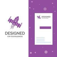 Business Logo for spacecraft. spaceship. ship. space. alien. Vertical Purple Business .Visiting Card template. Creative background vector illustration