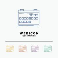 Calendar. date. event. release. schedule 5 Color Line Web Icon Template isolated on white. Vector illustration