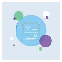 Control. computer. monitor. remote. smart White Line Icon colorful Circle Background vector