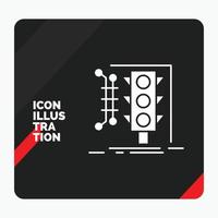 Red and Black Creative presentation Background for City. management. monitoring. smart. traffic Glyph Icon vector