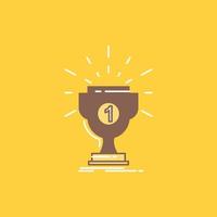 award. cup. prize. reward. victory Flat Line Filled Icon. Beautiful Logo button over yellow background for UI and UX. website or mobile application vector
