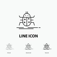 Bug. bugs. insect. testing. virus Icon in Thin. Regular and Bold Line Style. Vector illustration