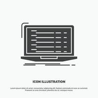 Api. app. coding. developer. laptop Icon. glyph vector gray symbol for UI and UX. website or mobile application