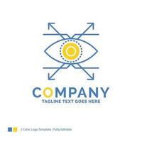 Business. eye. look. vision Blue Yellow Business Logo template. Creative Design Template Place for Tagline. vector