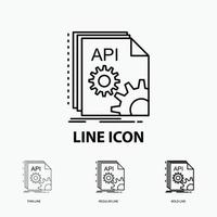 API. aplicación codificación. desarrollador. icono de software en fino. estilo de línea regular y en negrita. ilustración vectorial vector