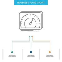 dashboard. device. speed. test. internet Business Flow Chart Design with 3 Steps. Line Icon For Presentation Background Template Place for text vector