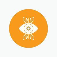 Infrastructure. monitoring. surveillance. vision. eye White Glyph Icon in Circle. Vector Button illustration