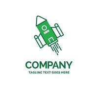 space craft. shuttle. space. rocket. launch Flat Business Logo template. Creative Green Brand Name Design. vector