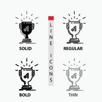 award. trophy. win. prize. first Icon in Thin. Regular. Bold Line and Glyph Style. Vector illustration