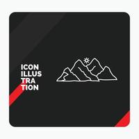 fondo de presentación creativa rojo y negro para la montaña. paisaje. Cerro. naturaleza. icono de línea de escena vector