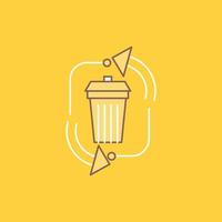 waste. disposal. garbage. management. recycle Flat Line Filled Icon. Beautiful Logo button over yellow background for UI and UX. website or mobile application vector