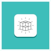 Round Button for box. labyrinth. puzzle. solution. cube Line icon Turquoise Background vector