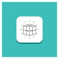 Round Button for box. labyrinth. puzzle. solution. cube Line icon Turquoise Background vector