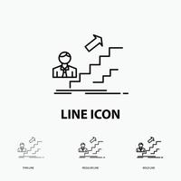 promotion. Success. development. Leader. career Icon in Thin. Regular and Bold Line Style. Vector illustration