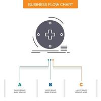 Clinical. digital. health. healthcare. telemedicine Business Flow Chart Design with 3 Steps. Glyph Icon For Presentation Background Template Place for text. vector