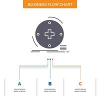 Clinical. digital. health. healthcare. telemedicine Business Flow Chart Design with 3 Steps. Glyph Icon For Presentation Background Template Place for text. vector