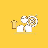 success. user. target. achieve. Growth Flat Line Filled Icon. Beautiful Logo button over yellow background for UI and UX. website or mobile application vector