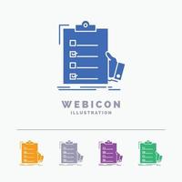 checklist. check. expertise. list. clipboard 5 Color Glyph Web Icon Template isolated on white. Vector illustration