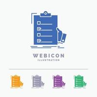 checklist. check. expertise. list. clipboard 5 Color Glyph Web Icon Template isolated on white. Vector illustration