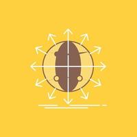 globe. network. arrow. news. worldwide Flat Line Filled Icon. Beautiful Logo button over yellow background for UI and UX. website or mobile application vector