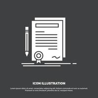 Business. certificate. contract. degree. document Icon. glyph vector symbol for UI and UX. website or mobile application
