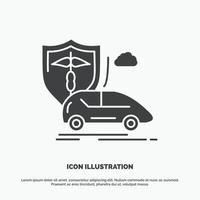 coche. mano. seguro. transporte. icono de seguridad. símbolo gris vectorial de glifo para ui y ux. sitio web o aplicación móvil vector