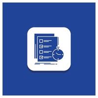 Blue Round Button for todo. task. list. check. time Glyph icon vector