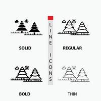 forest. camping. jungle. tree. pines Icon in Thin. Regular. Bold Line and Glyph Style. Vector illustration