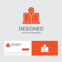 Business logo template for Navigation. Map. System. GPS. Route. Orange Visiting Cards with Brand logo template. vector