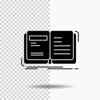 Author. book. open. story. storytelling Glyph Icon on Transparent Background. Black Icon vector